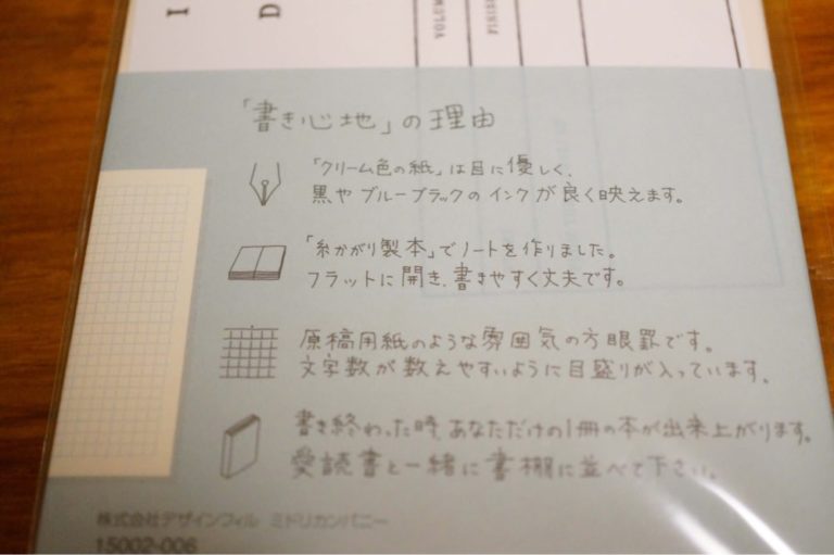 MDノートの裏面