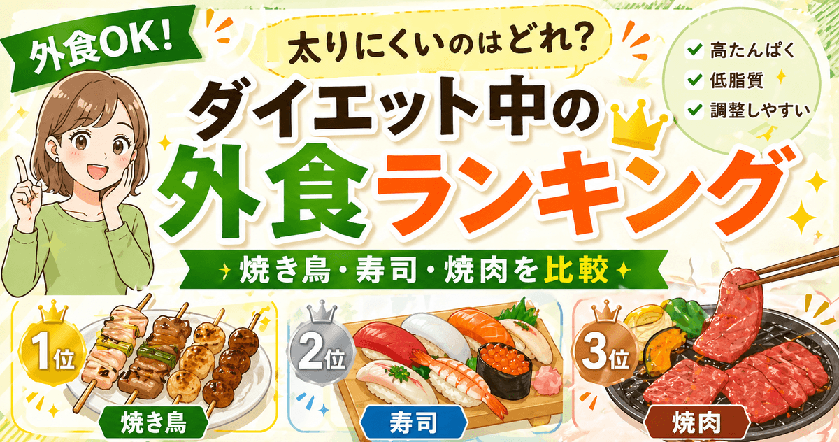 ダイエット中の外食おすすめランキング（焼き鳥・寿司・焼肉の比較）