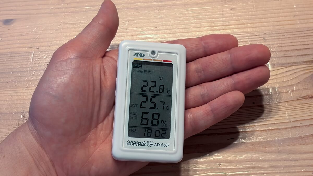 手に持ったみはりん坊ダブルのコンパクトなサイズ感