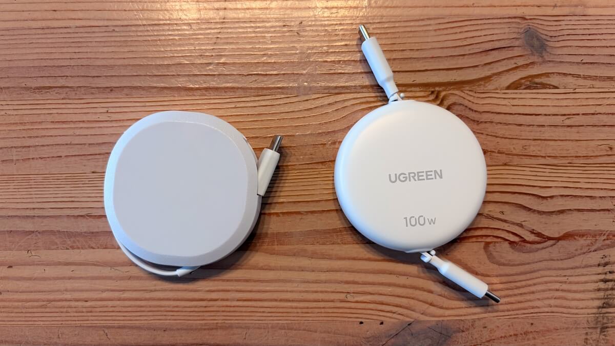 オウルテックの片引き式とUGREENの両引き式巻取り式USB-Cケーブル
